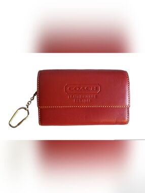 Coach Y2K Red Leather Bifold Embossed Multifunction Small Wallet FS4768 EUC